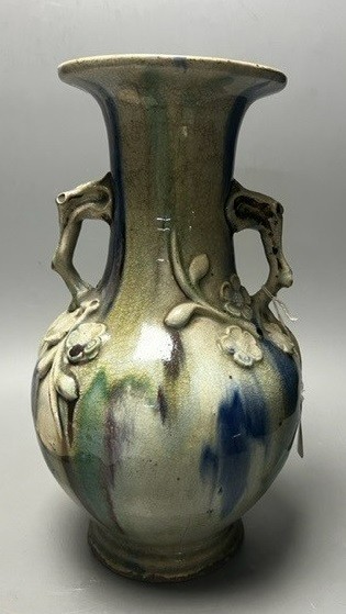 A Chinese polychrome stoneware vase, 34cm tall